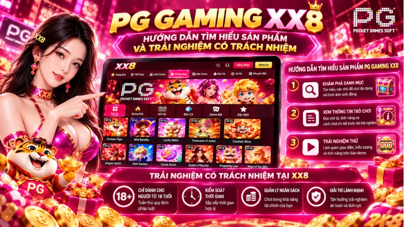 PG Gaming XX8 với hệ thống biểu tượng và tính năng trực quan